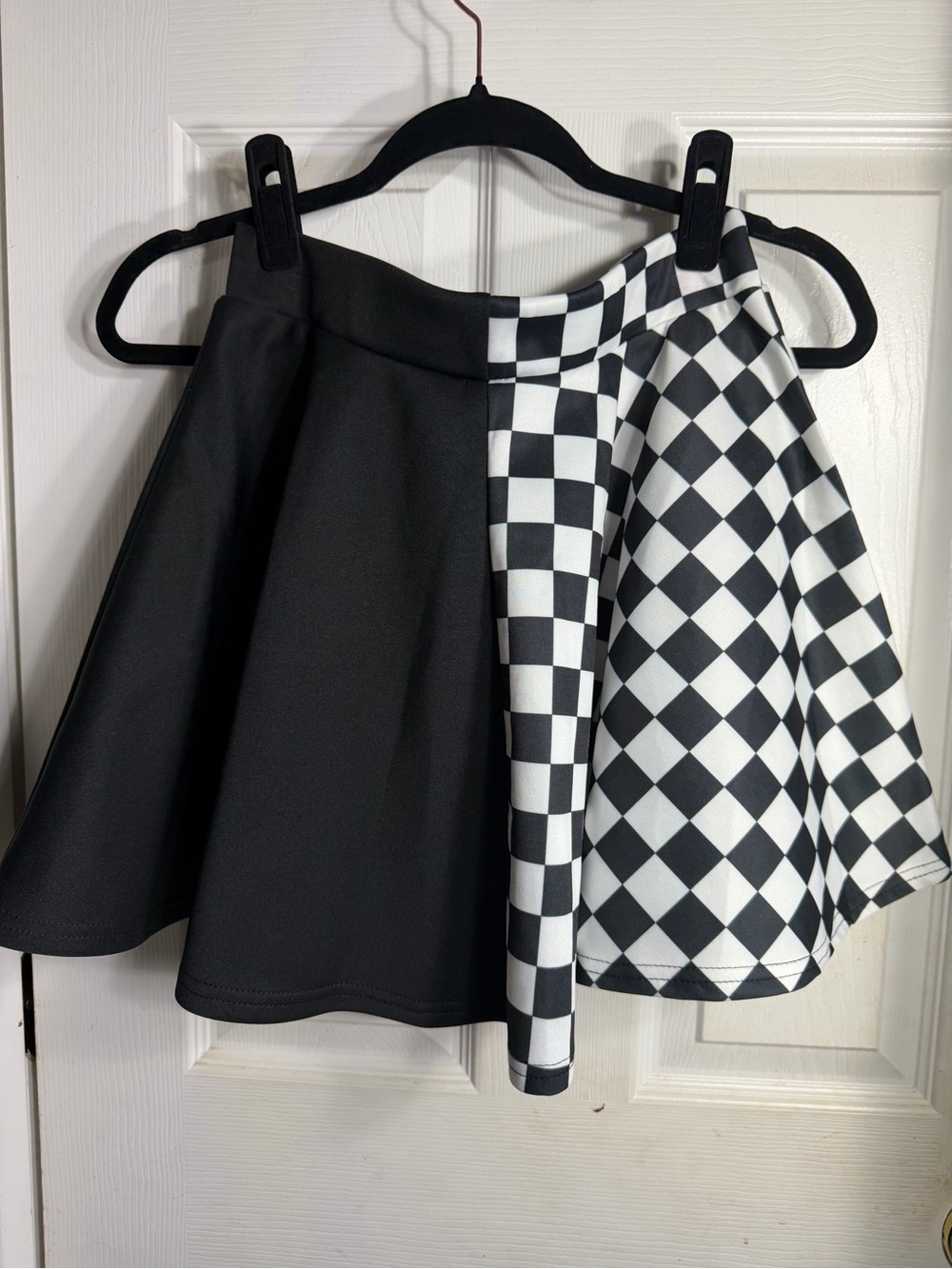 Black & White Checkerboard Skater Skirt - L